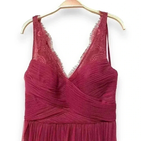 BHLDN Anthropologie Hitherto Fleur Formal Tulle Wine Red Event Gown Dress Size 8 - Picture 6 of 8